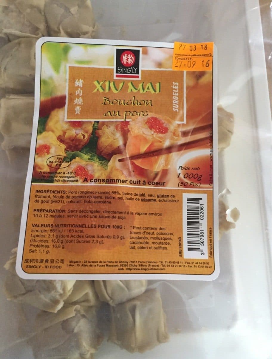 Sing'ly XIU MAI Bouchons au porc packshot