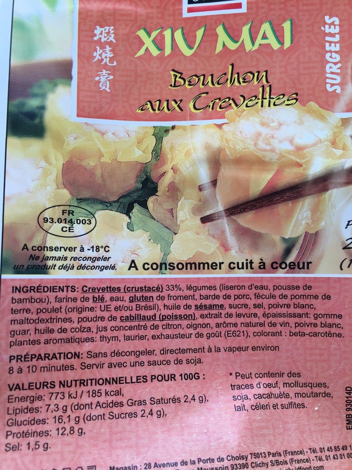 Open Food Facts Xiu Mai Crevette 100 PCS packshot