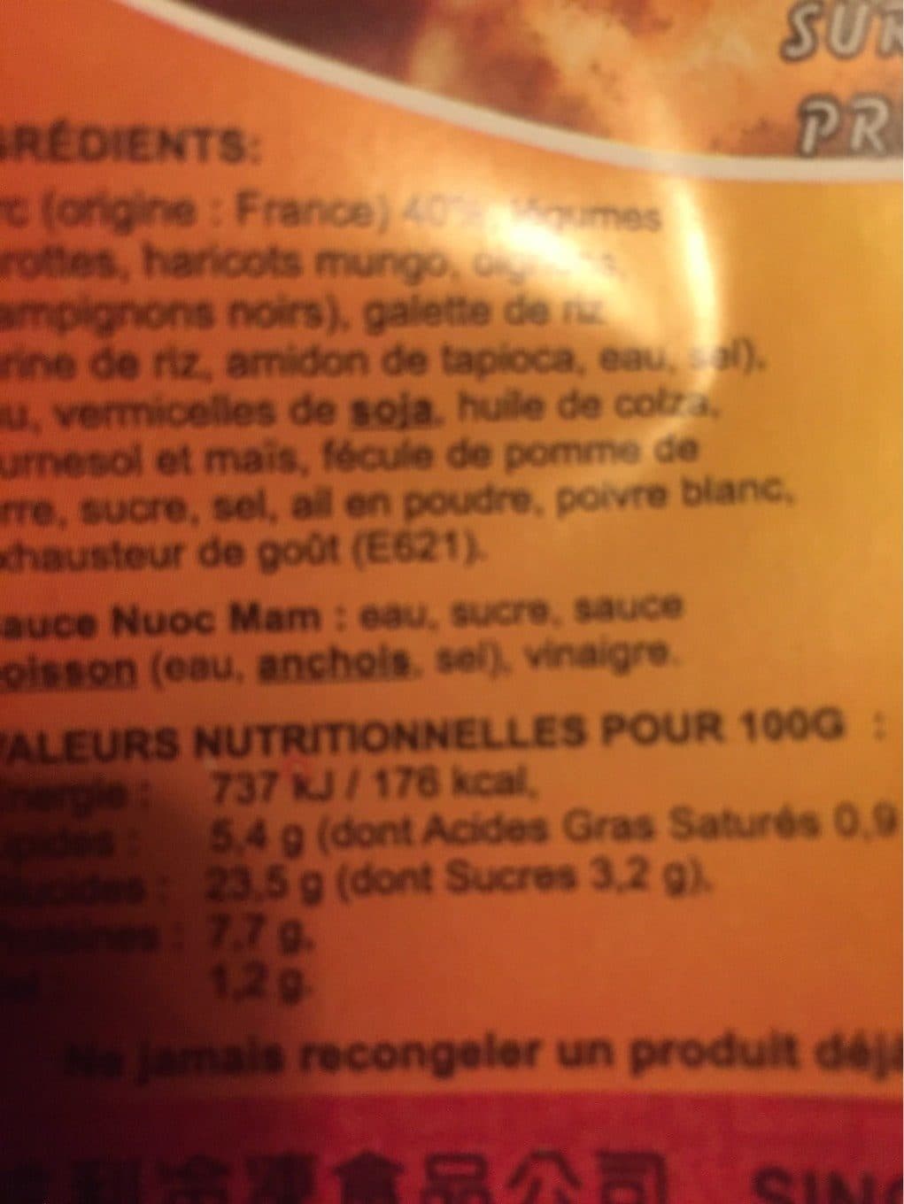 SINGLY-ID FOOD Nems Au Porc 300G - 10PCS - Surgeles packshot