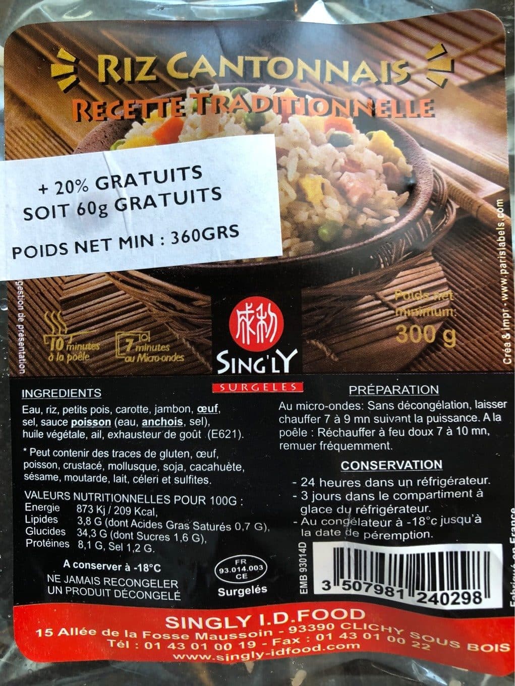 Sing’ly Riz Cantonais packshot