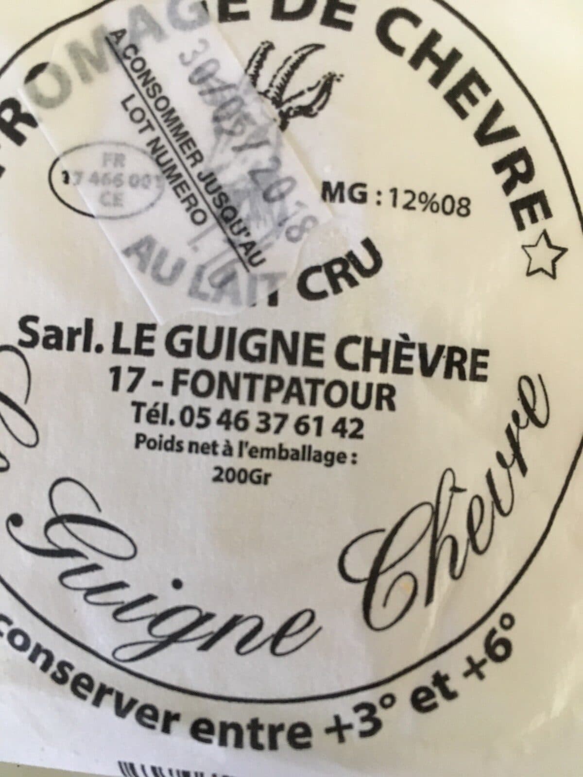 Open Food Facts Guigne de chevre frais au lait cru, 12%MG packshot