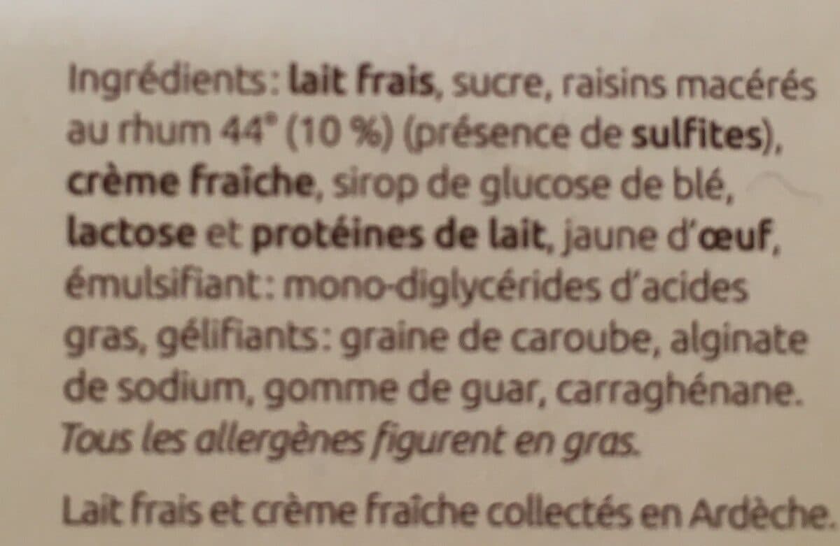 Les Glaces de l'Ardèche Glace Rhum Raisins packshot