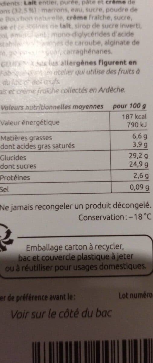 Les Glaces De L'Ardèche Glace marrons d'Ardèche marbrage crème de marron packshot