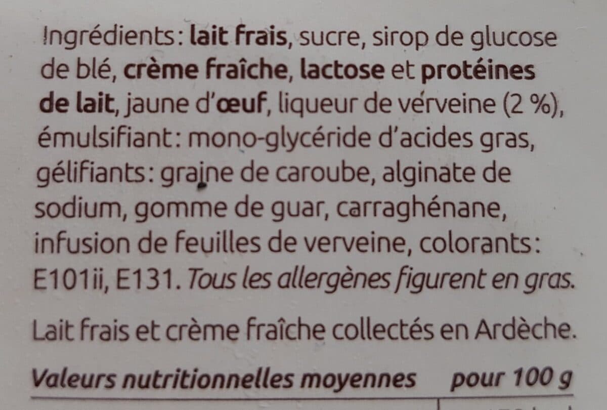 Les Glaces de l'Ardèche Creme glacee à la verveine packshot