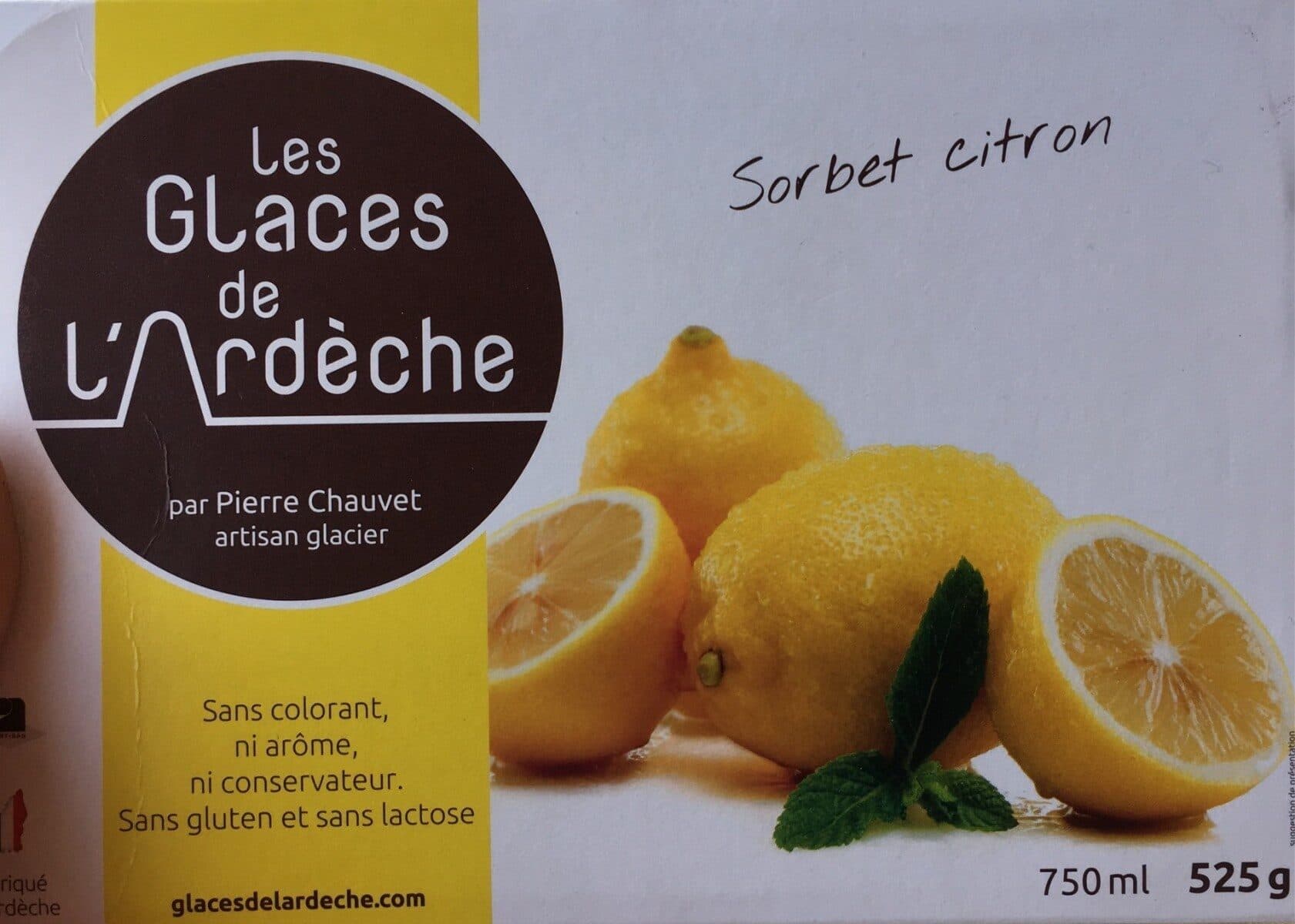 Les Glaces de l'Ardèche Sorbet citron packshot