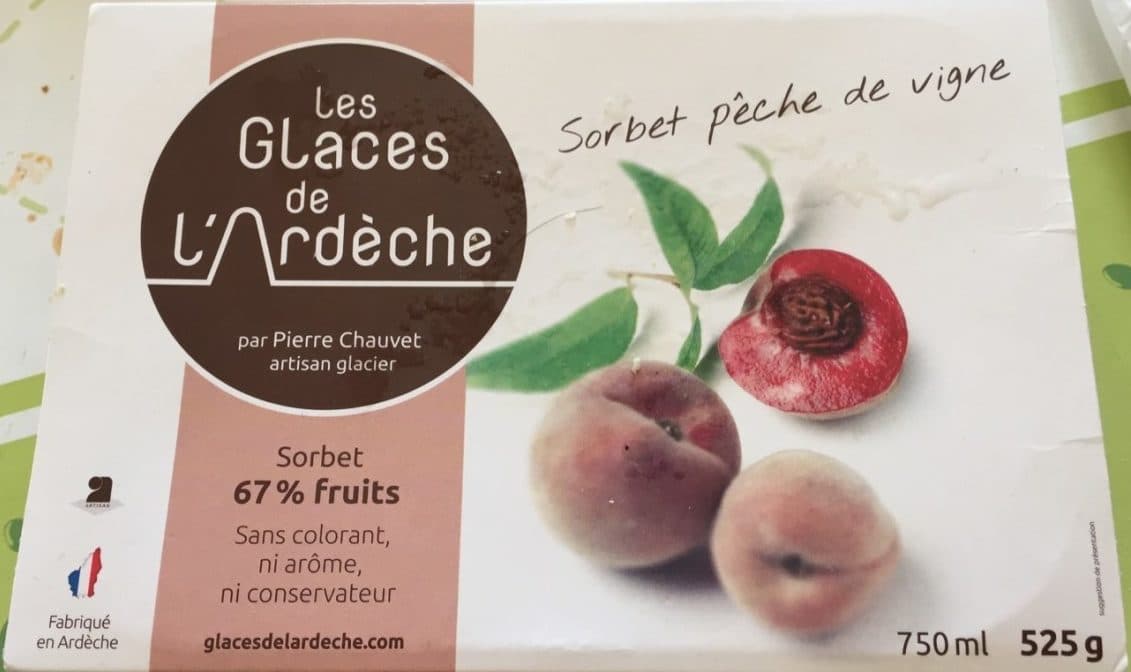 Les Glaces De L’Ardèche Sorbet pêche de vigne packshot