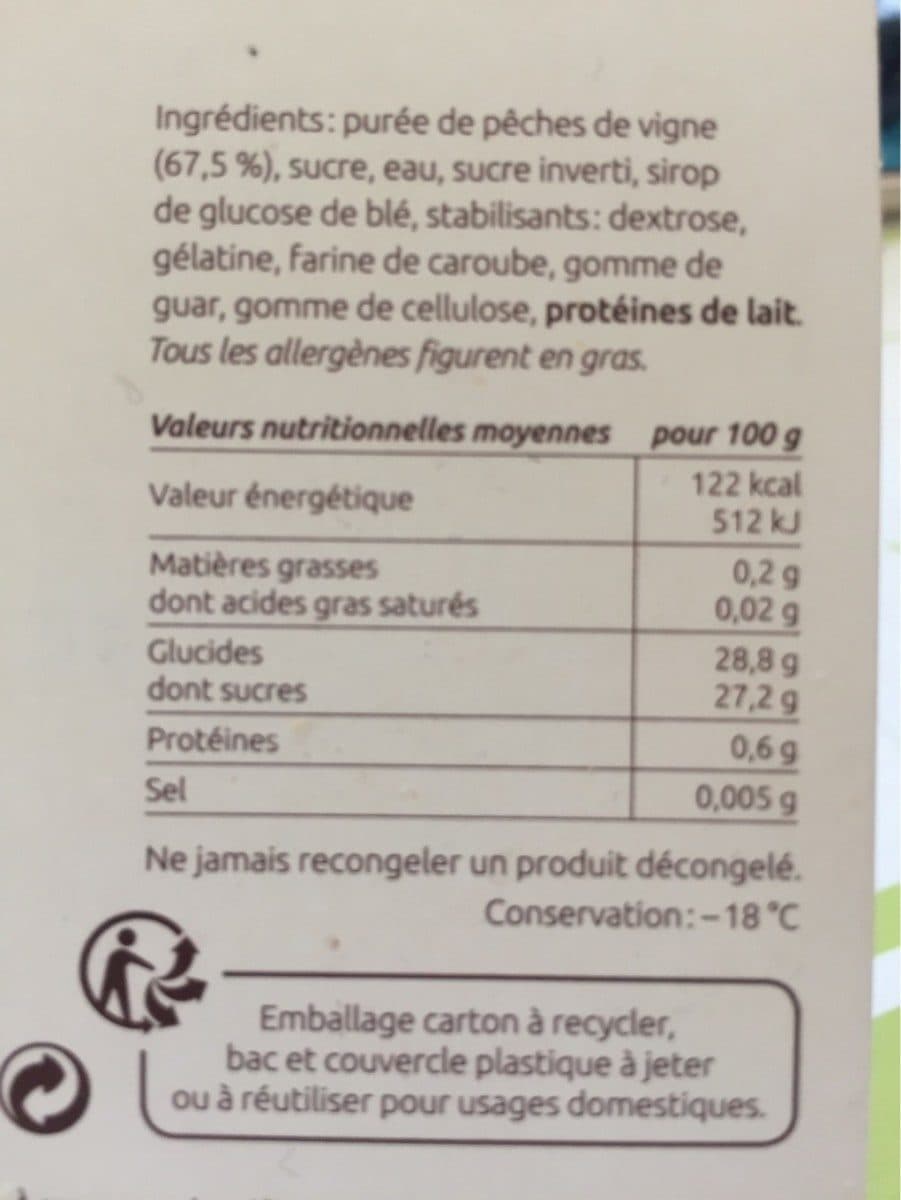 Les Glaces De L’Ardèche Sorbet pêche de vigne packshot