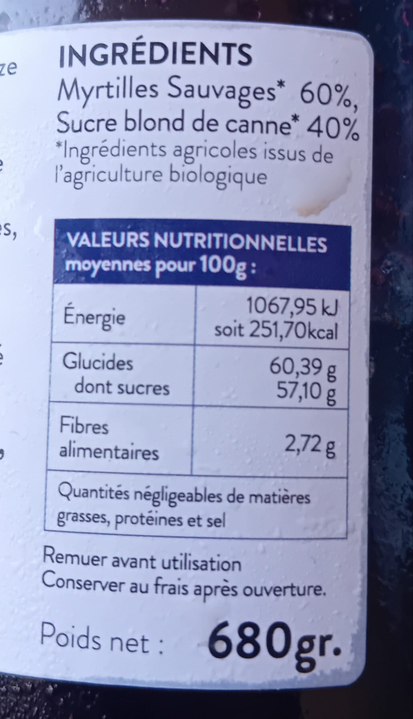 La Monédière Confiture extra de myrtilles sauvage packshot