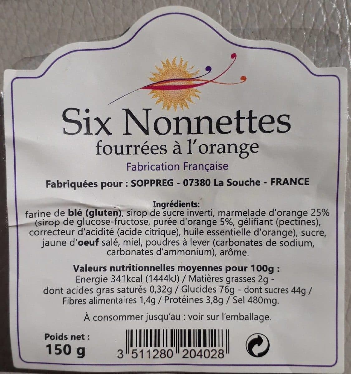 Sopreg Nonnettes fourrées à l'orange packshot