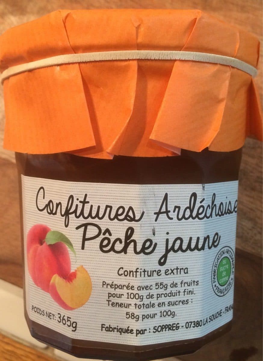Confitures Ardéchoises Confiture ardechoise peche jaune packshot
