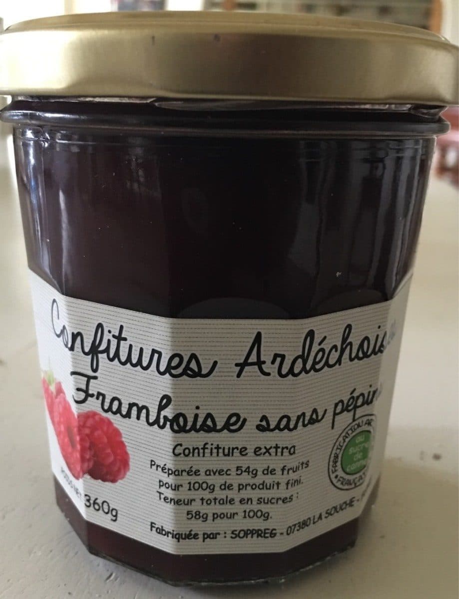 Confitures Ardéchoises Confiture Extra de Framboise sans pépins packshot