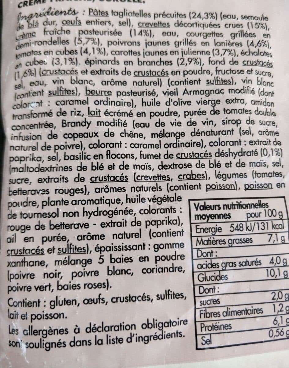 Open Food Facts Poêlée de gambas et tagliatelles sauce crustacés packshot