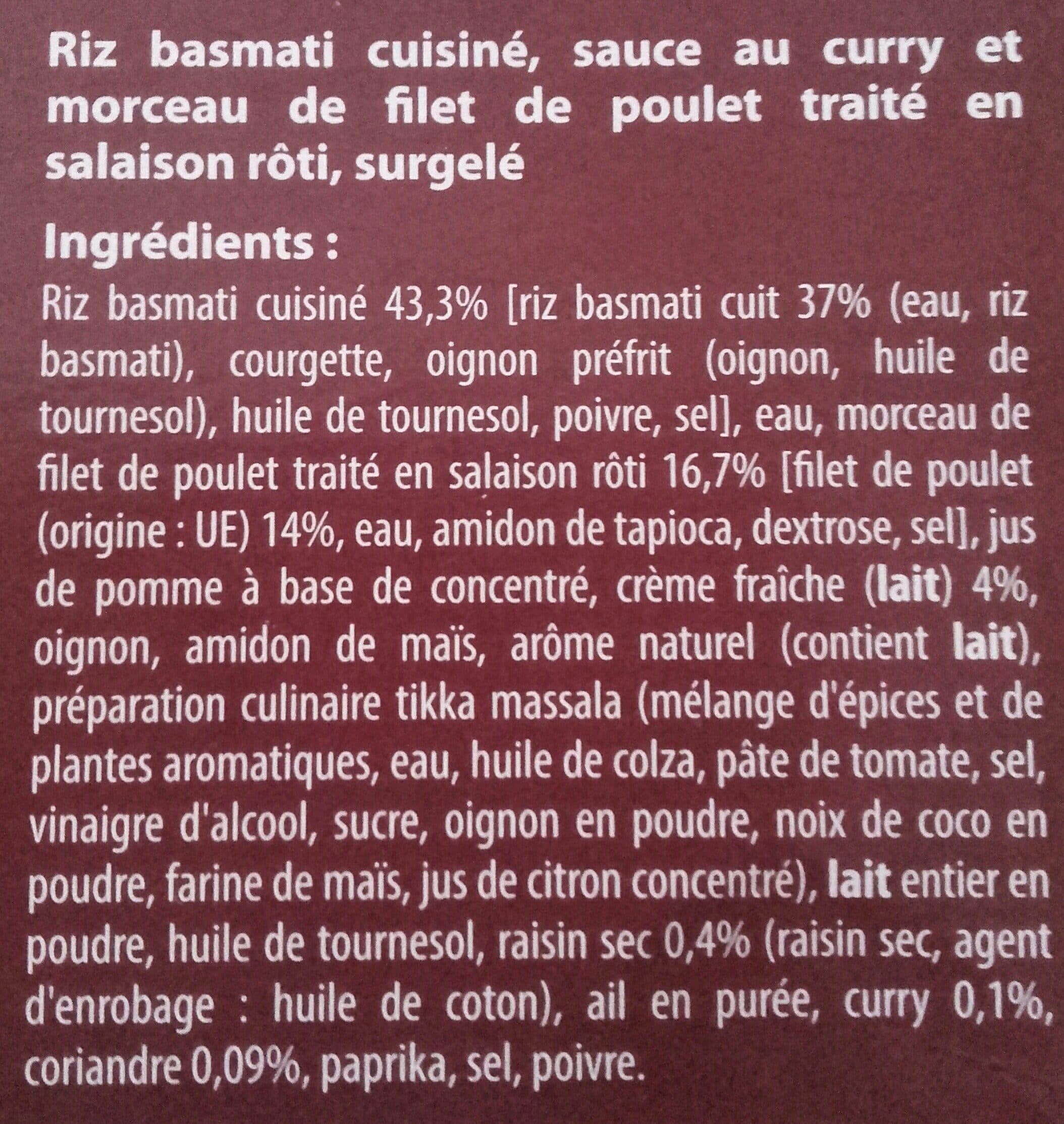 Mes P'tits Plats Poulet au curry et riz basmati packshot