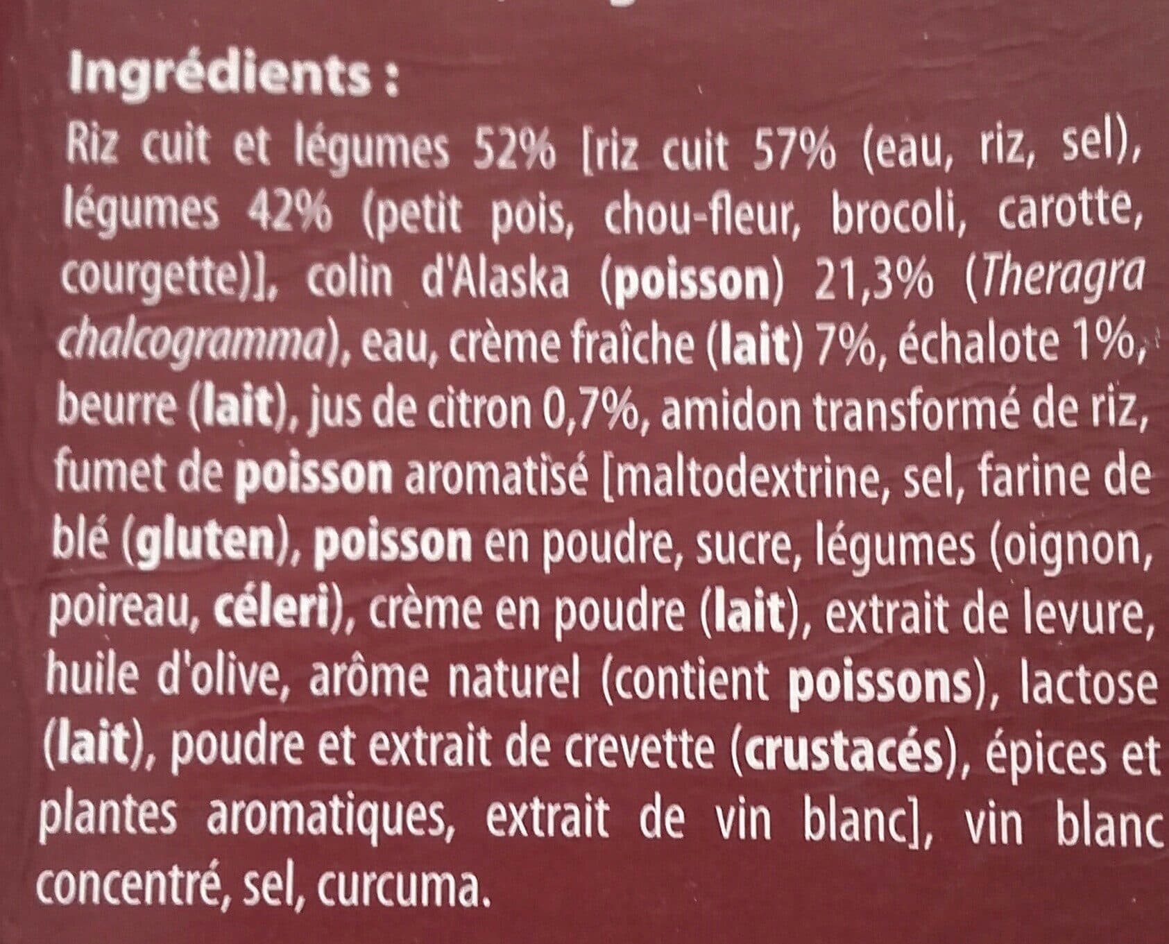Primel Gastronomie Colin d'Alaska sauce citron et riz aux petits légumes packshot