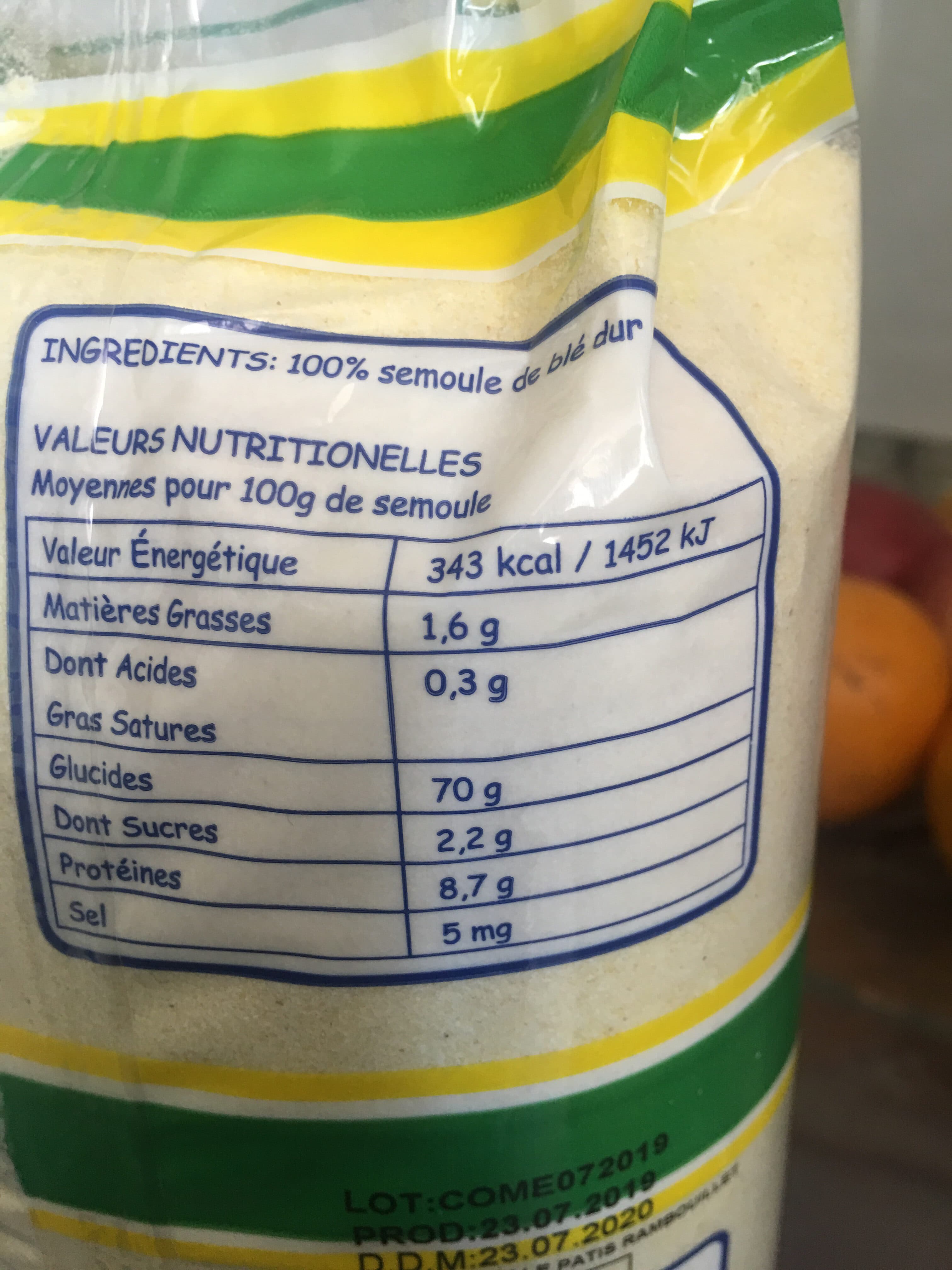 Open Food Facts Semoule de blé dur packshot