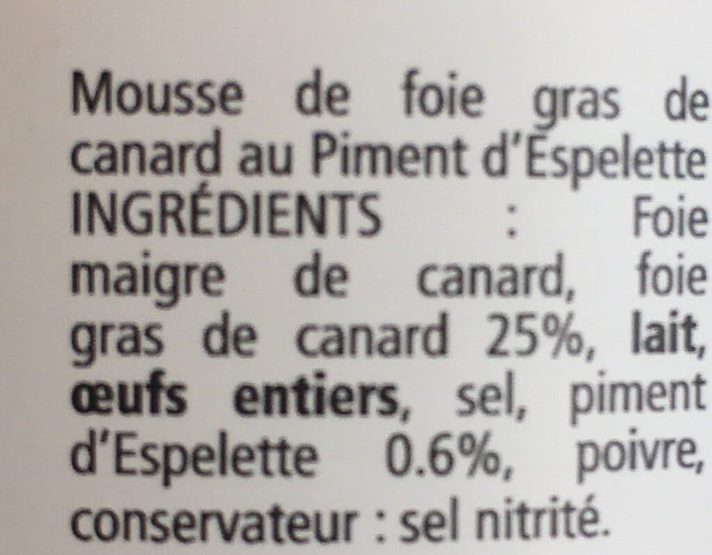 Open Food Facts Tartinade de foie de Canard au piment d'espelette packshot