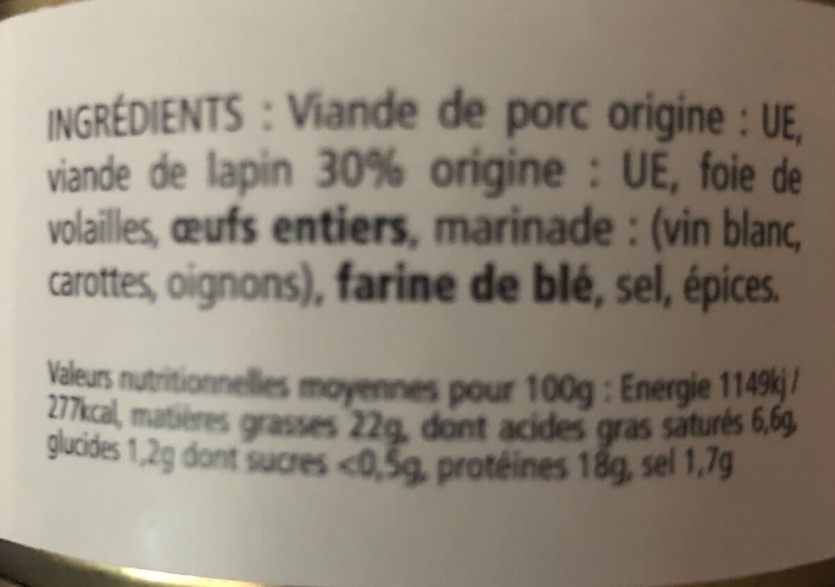 Le Manoir Alexandre Pate de lapin packshot