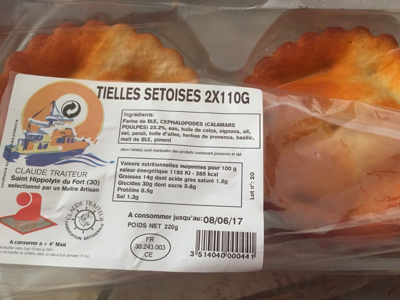 Claude Traiteur Tielles setoises packshot