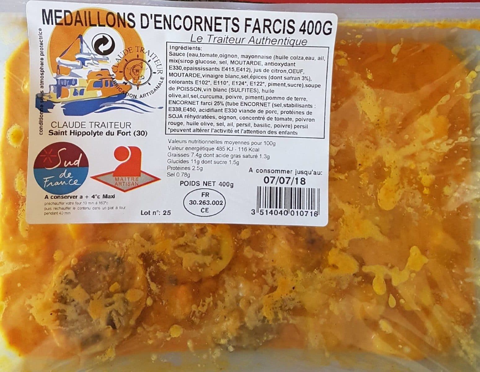 Claude Traiteur Médaillons d'encornets farcis 400g packshot