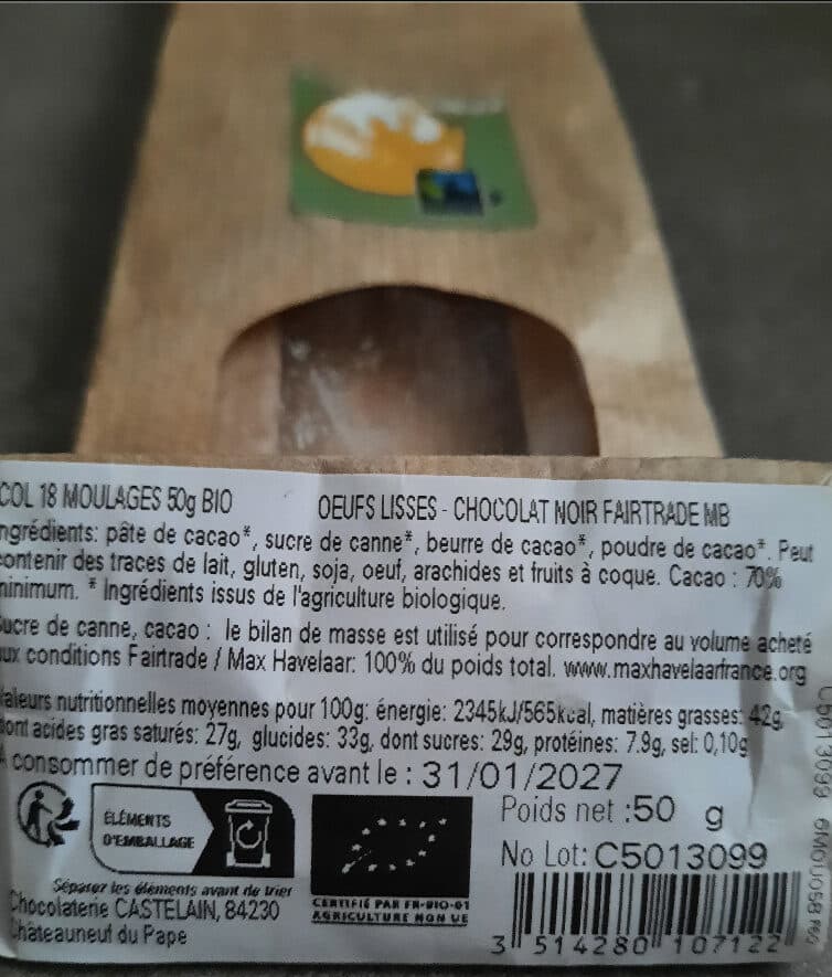 Chocolaterie Castelain Œuf Chocolat Noir packshot