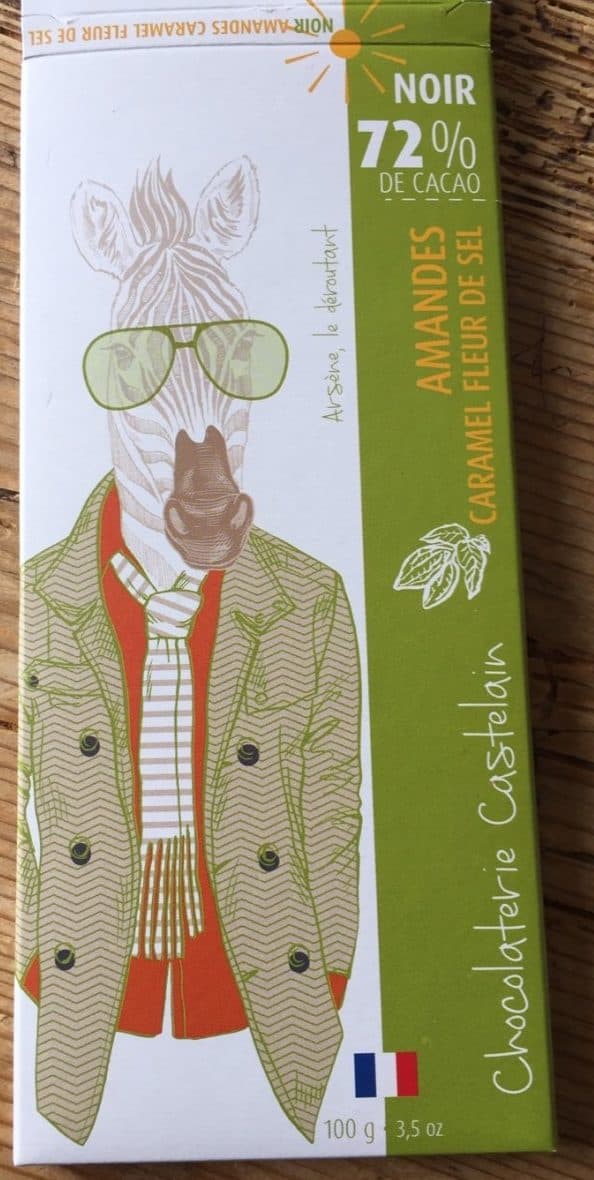 Chocolaterie Castelain Chocolat noir amandes caramel et fleur de sel packshot