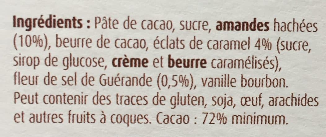 Chocolaterie Castelain Chocolat noir amandes caramel et fleur de sel packshot