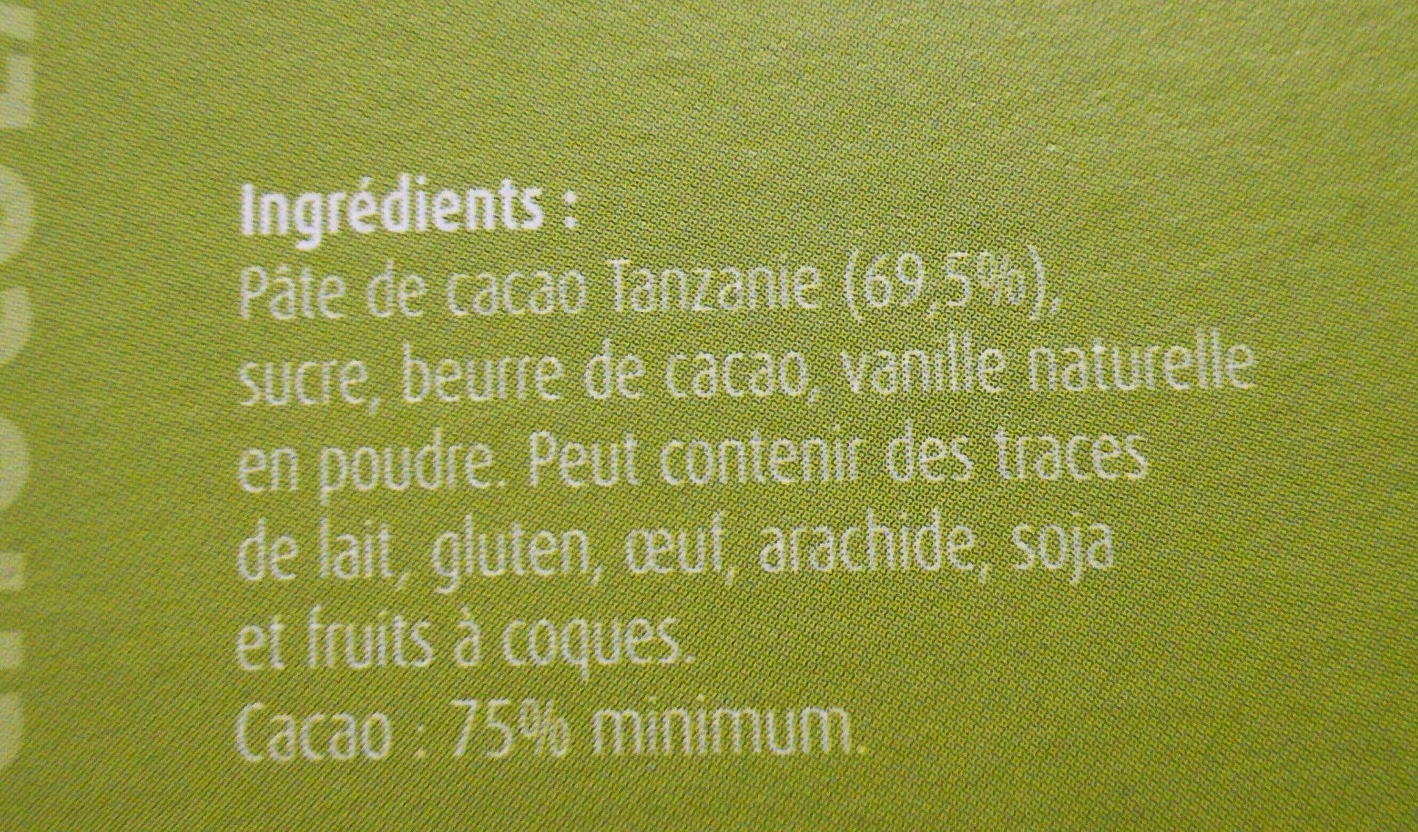 Chocolaterie Castelain Chocolat Noir Tanzanie 75% packshot