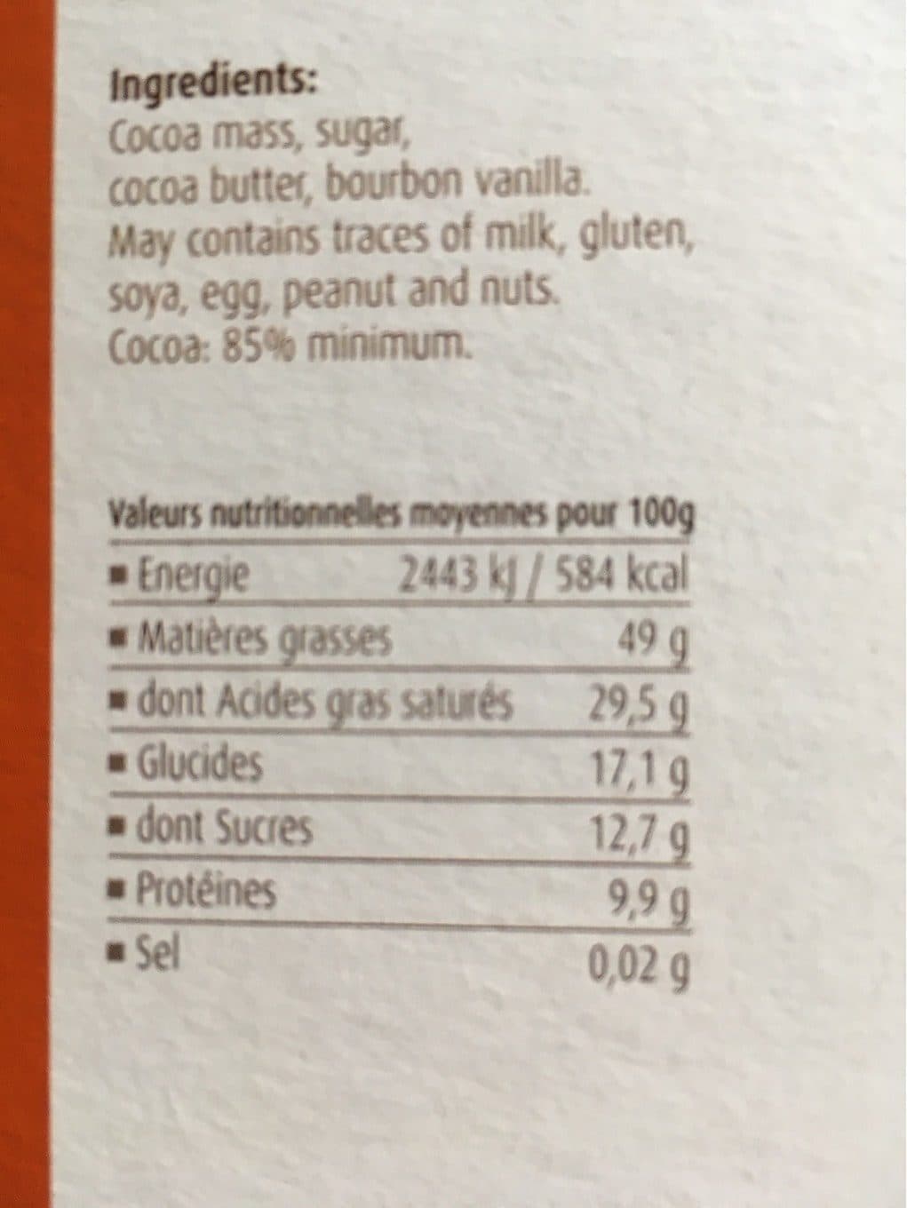 Chocolaterie Castelain Bernard Castelain Dunkle Schokolade 'noir Extreme', 85% packshot
