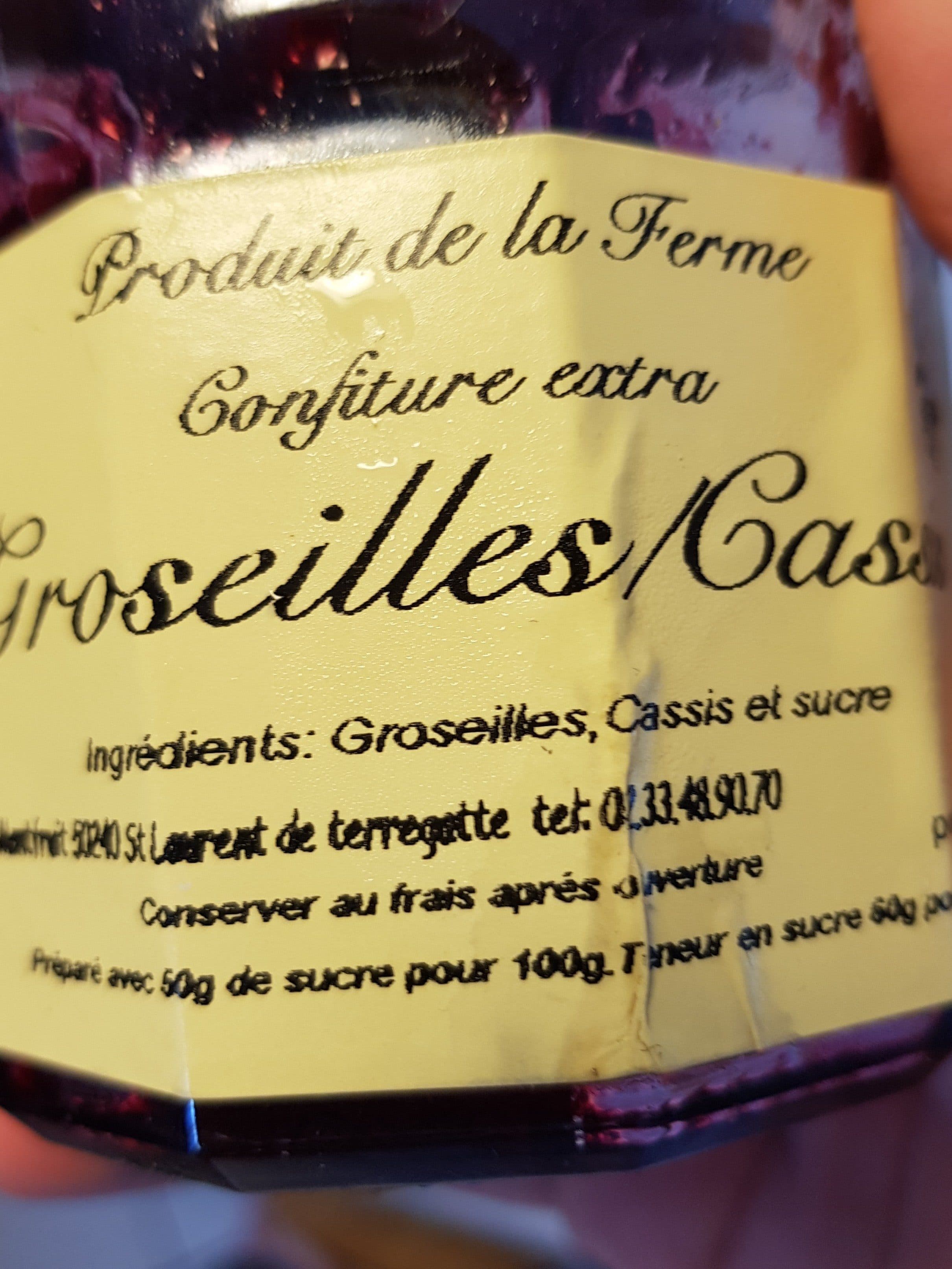 Produit De La Ferme Confiture extra groseilles/cassis packshot