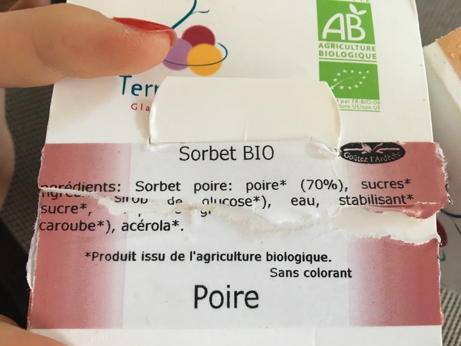 Open Food Facts SORBET POIRE WILLIAM packshot