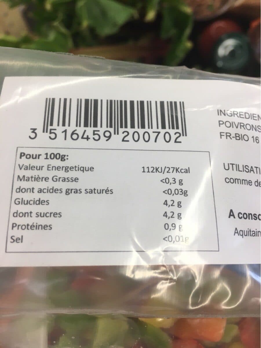 Aquibio Poivrons Melanges Surgeles 450G packshot