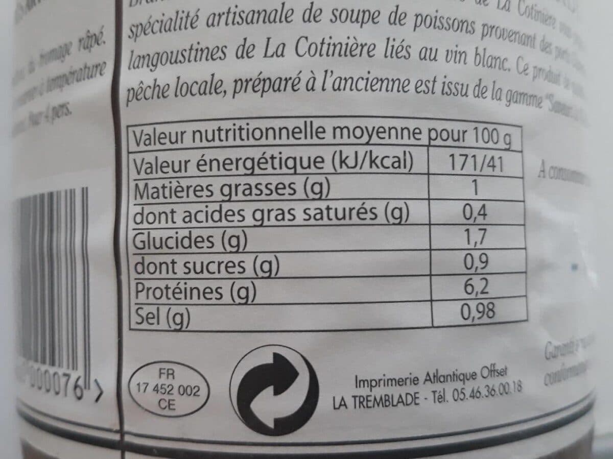 Open Food Facts La cotinarde Soupe- poissons langoustines. packshot