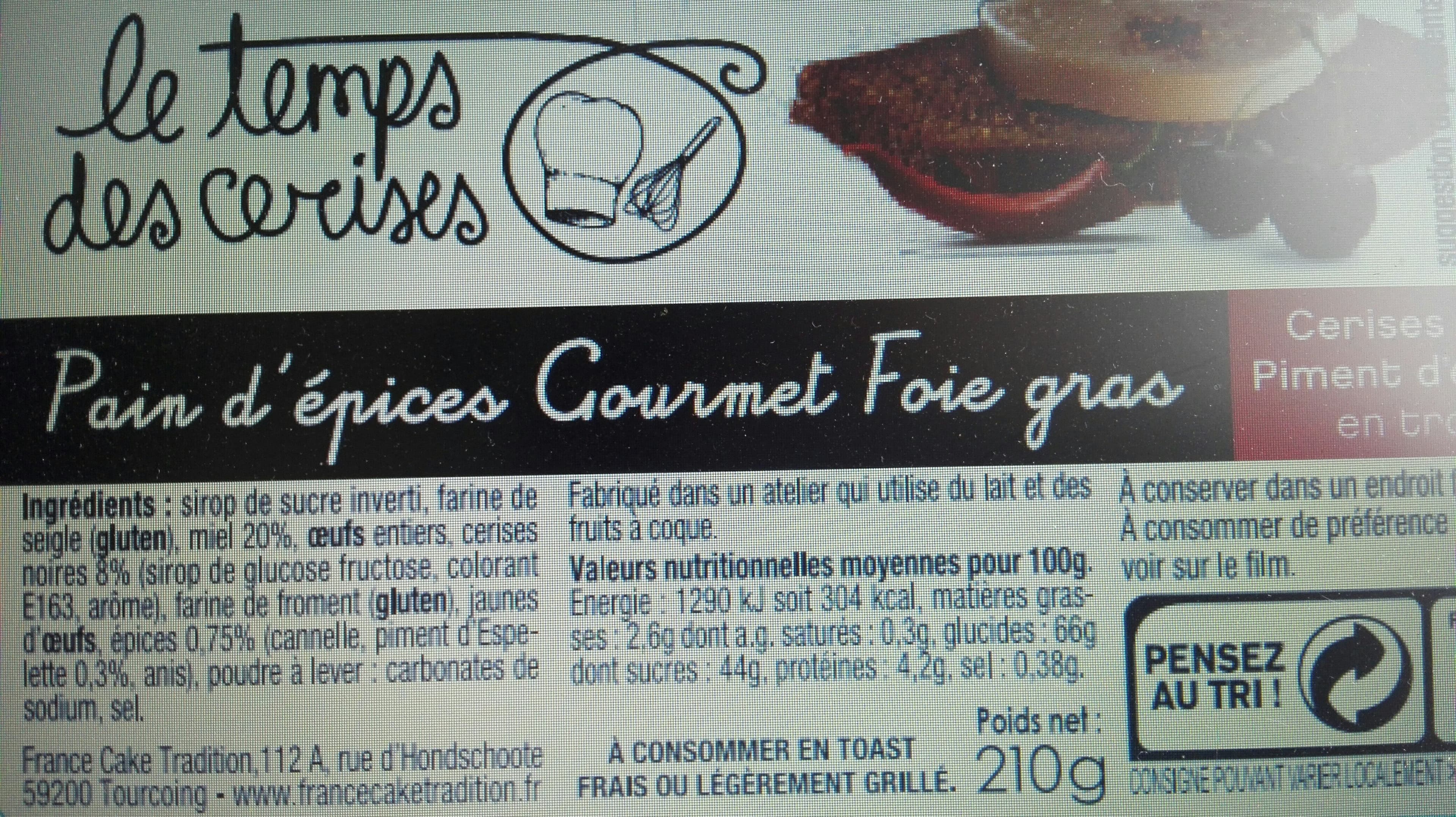 France cake tradition Pain D'épices Gourmet Cerises Noires Et Noix packshot