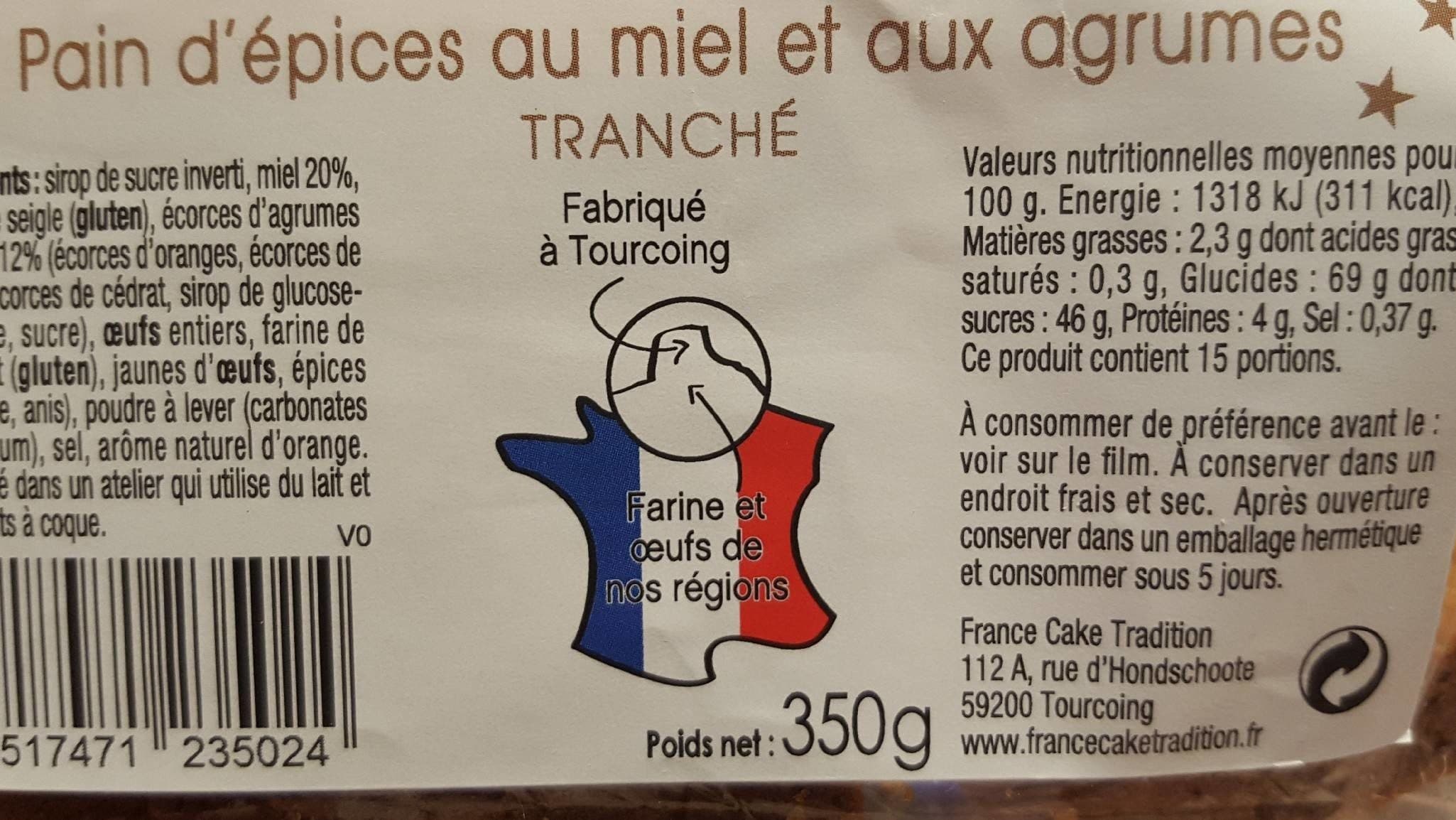 France cke tradition Pain d'épices au miel et aux agrumes packshot