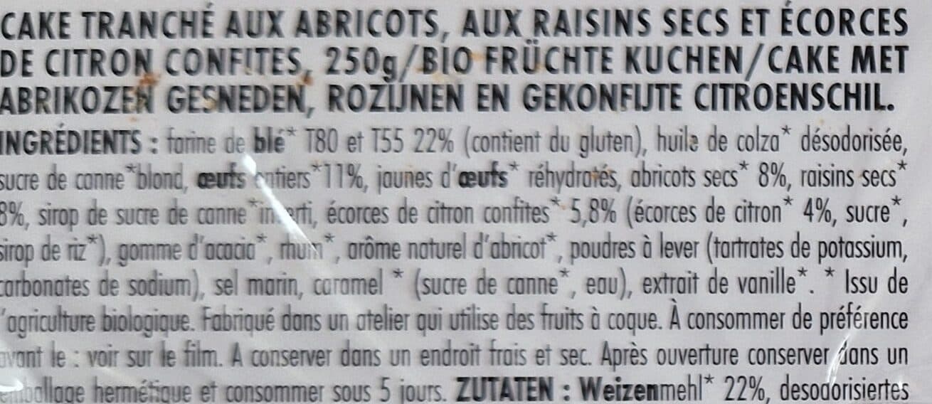 FRANCE CAKE BIO Cake BIO Abricot, Raisin et Citron packshot