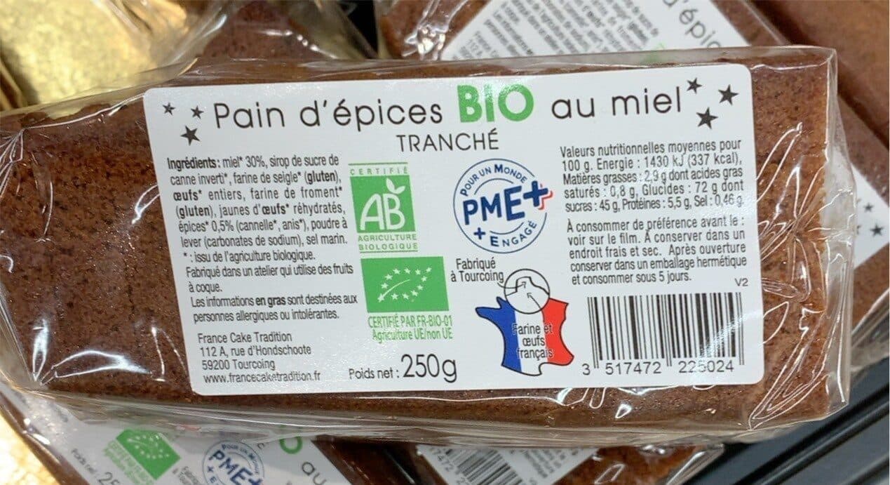 France Cake Tradition Pain d’epices bio au miel tranché packshot