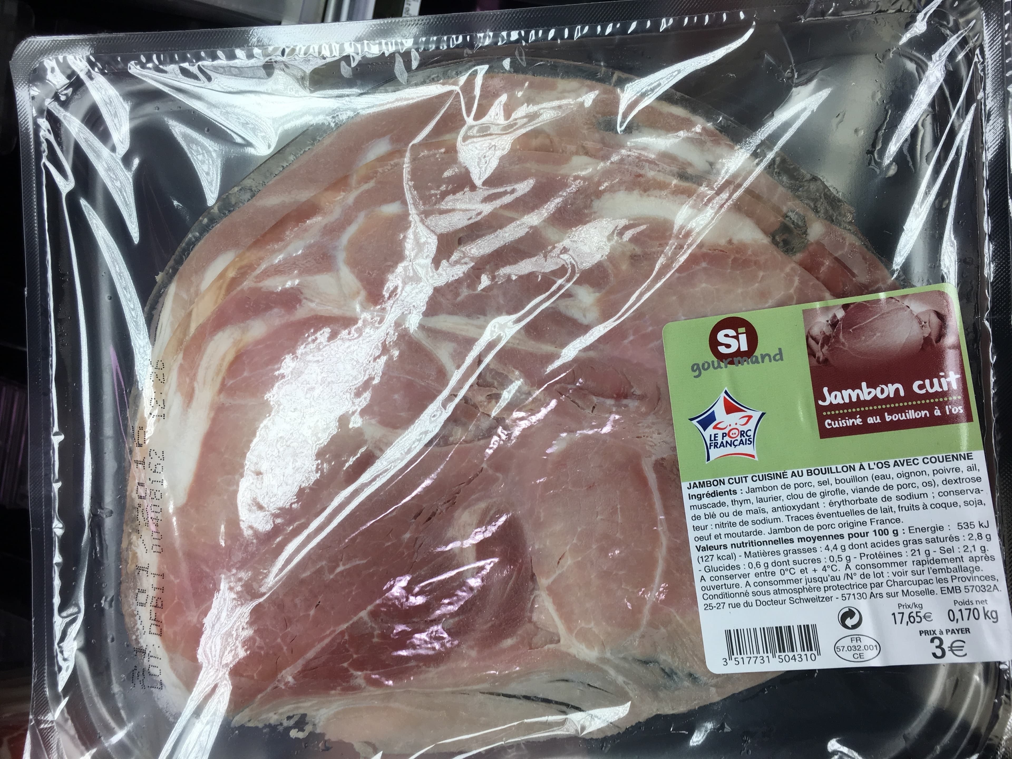 Si Gourmand Jambon cuit cuisiné au bouillon à l'os packshot