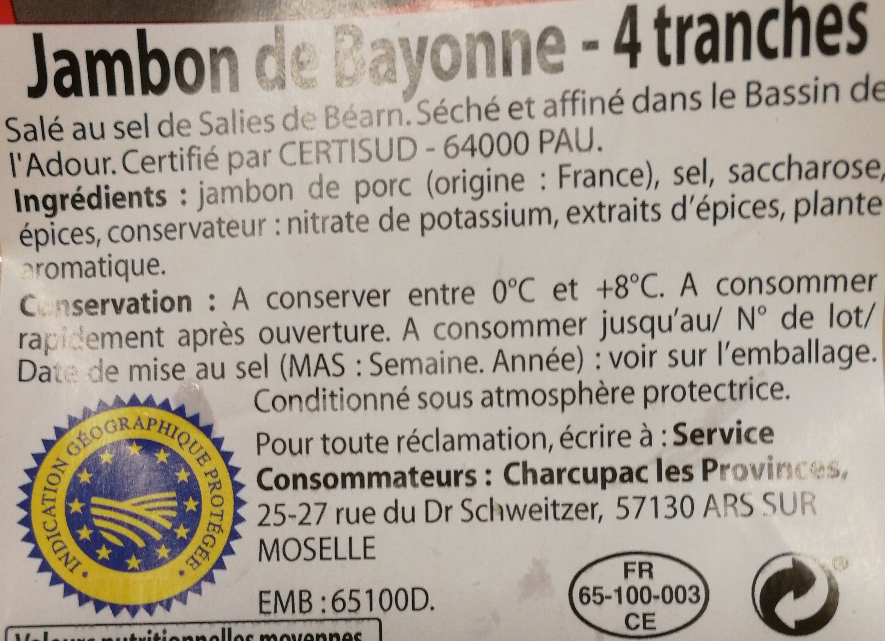 Carrefour Discount Jambon de Bayonne packshot