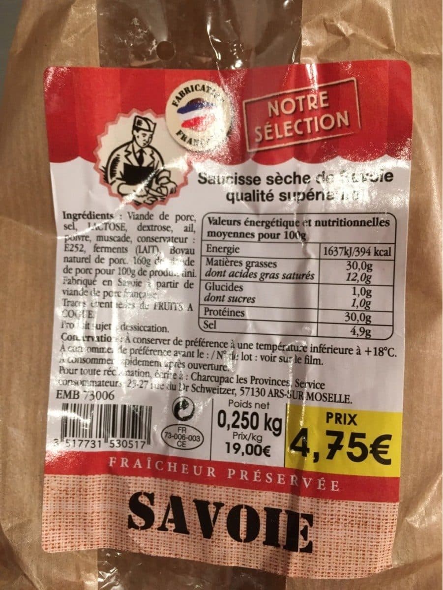 Open Food Facts Saucisse seche qualite supérieure packshot