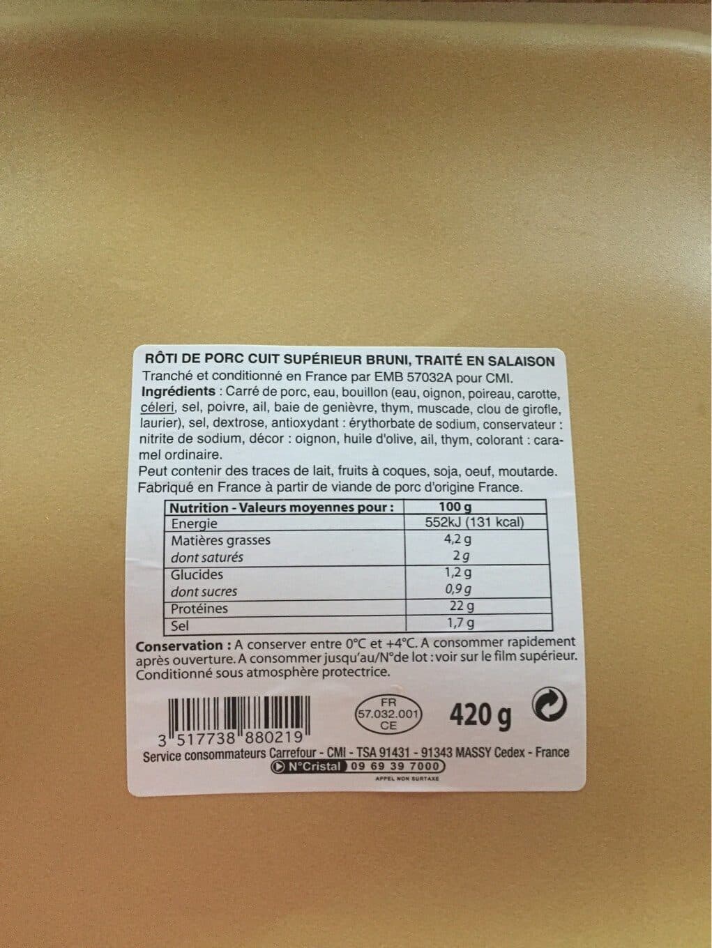 Carrefour Rôti de porc cuit BRUNI packshot