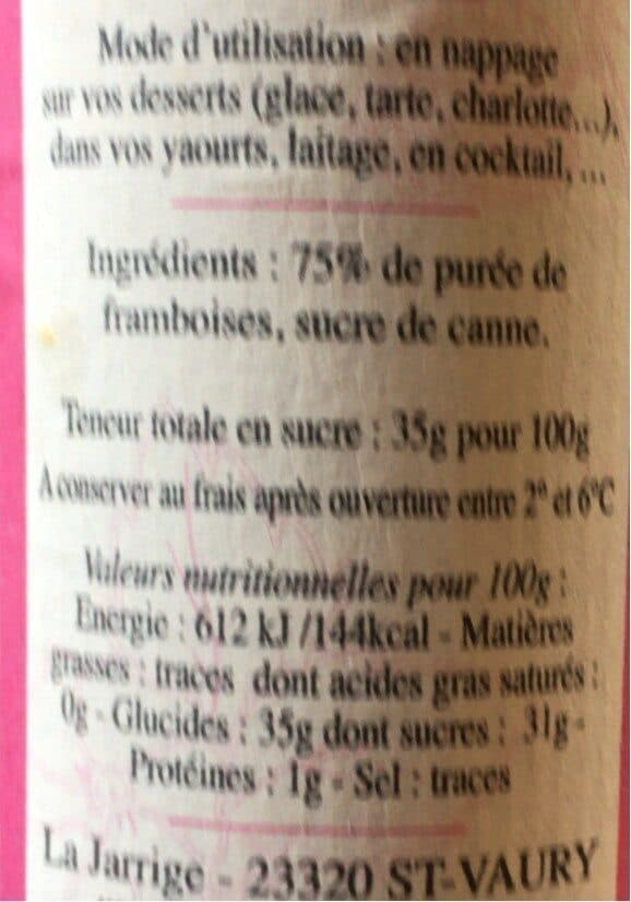 Collines En Limousin Coulis de framboise packshot