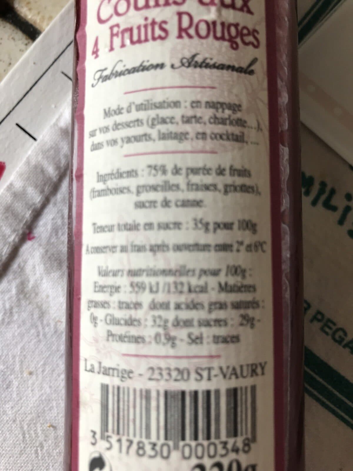 COLLINES Coulis aux 4 fruits rouges packshot