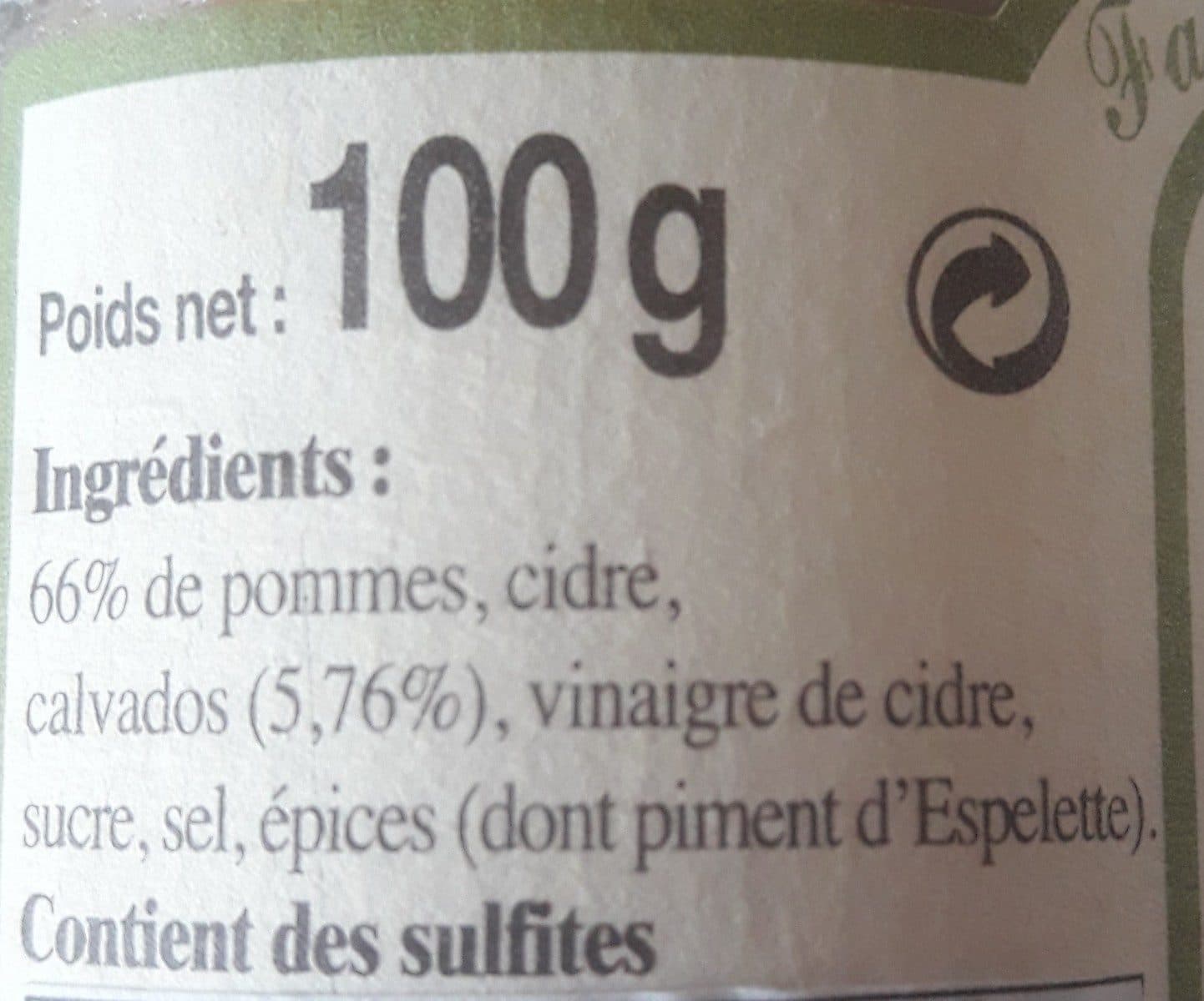 Open Food Facts Chutney de pommes Calvados packshot
