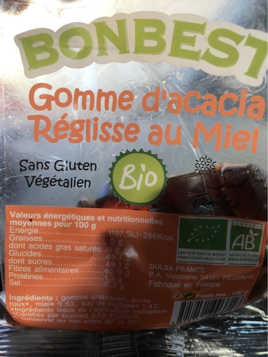 Open Food Facts Gomme acacia reglisse au miel packshot