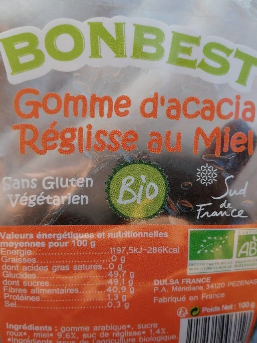 Open Food Facts Gomme acacia reglisse au miel packshot