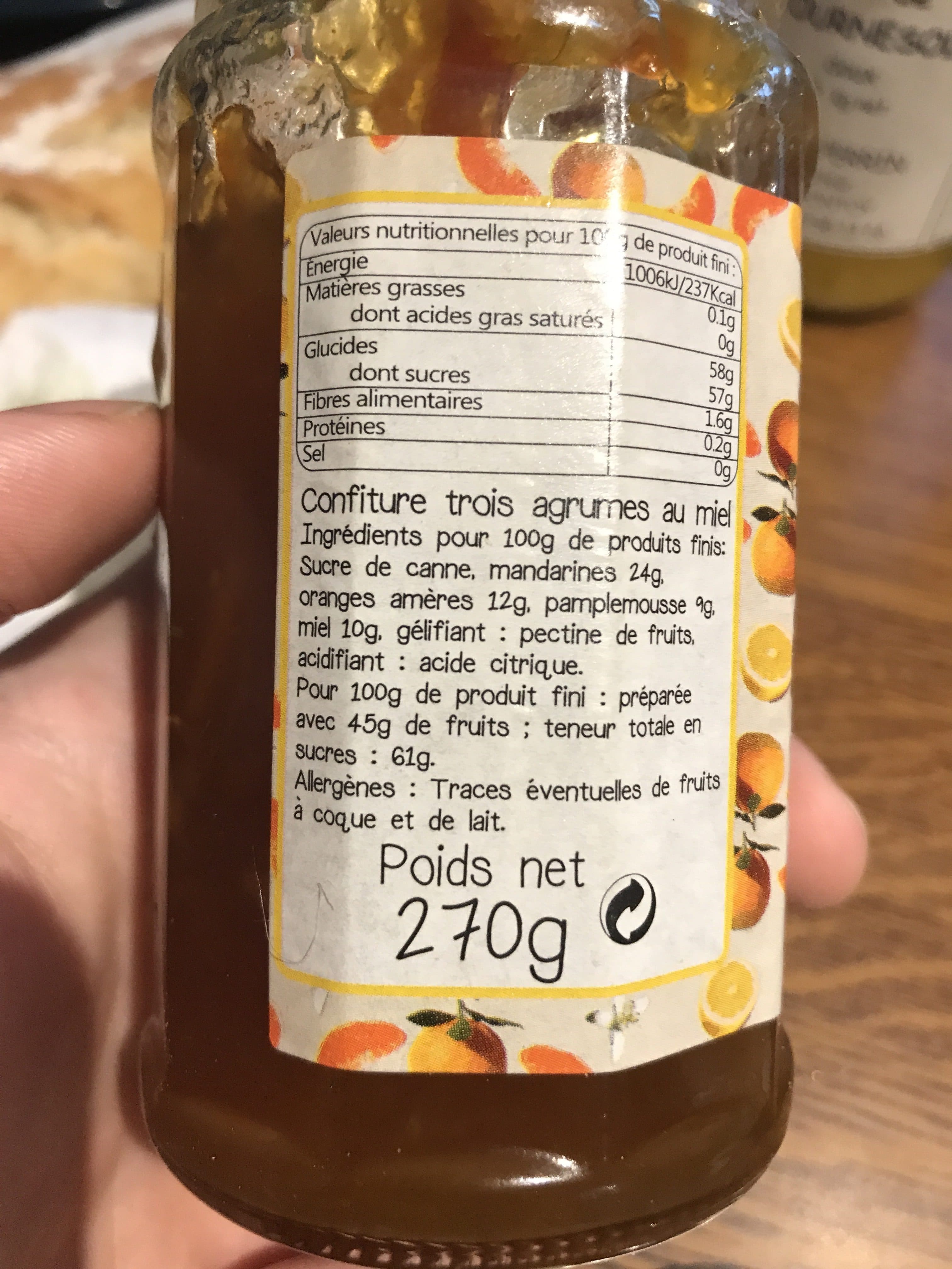 Les Apiculteurs Associés Confiture Trois Agrumes au Miel packshot