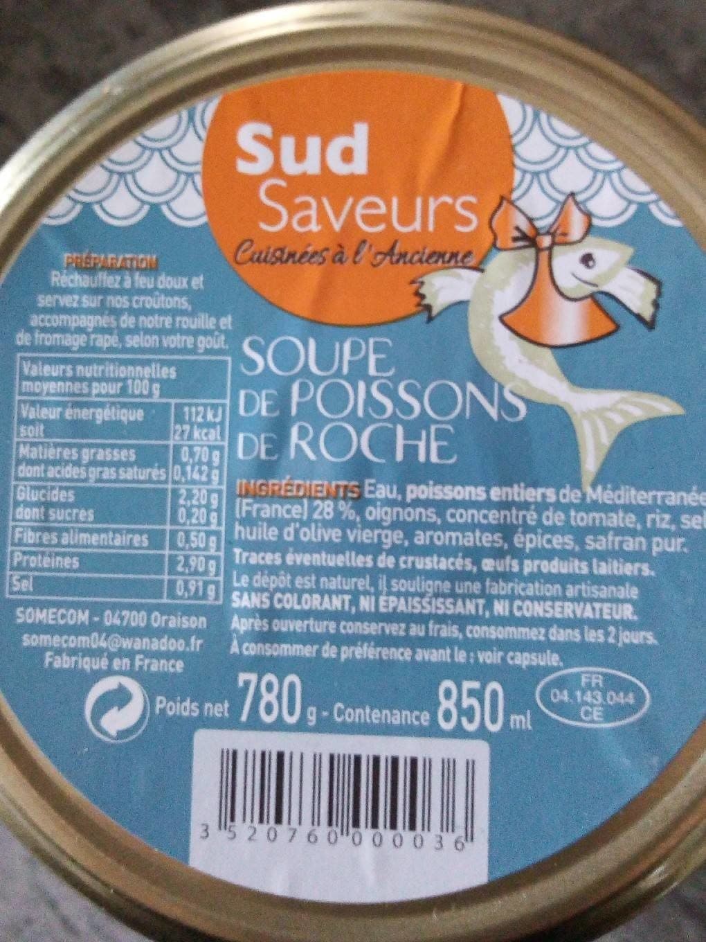 Sud Saveurs Cuisinées à l'ancienne Soupe de poissons de roche packshot