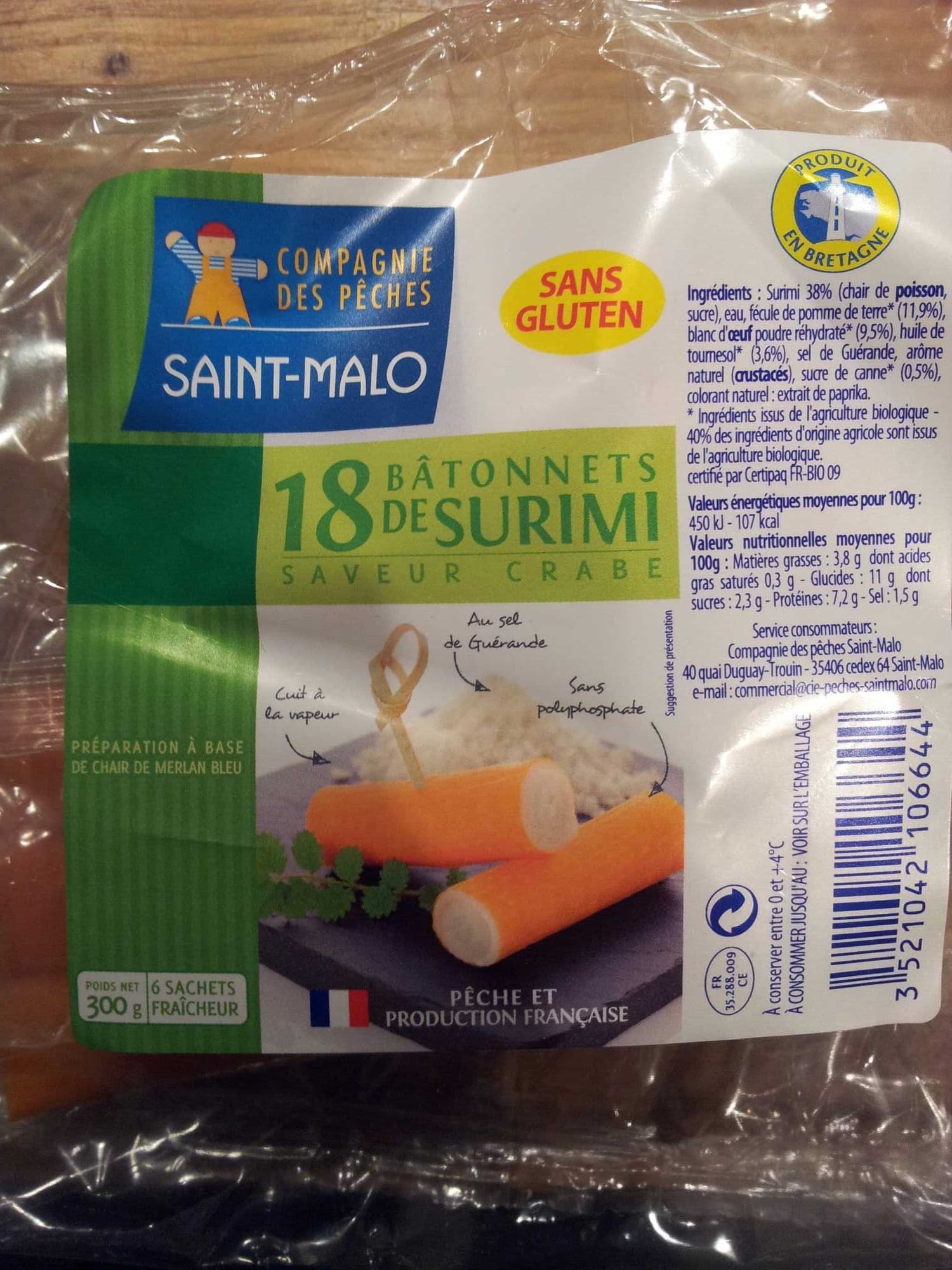 Compagnie des pêches Bâtonnets de surimi (6 sachets de 3 bâtonnets) packshot