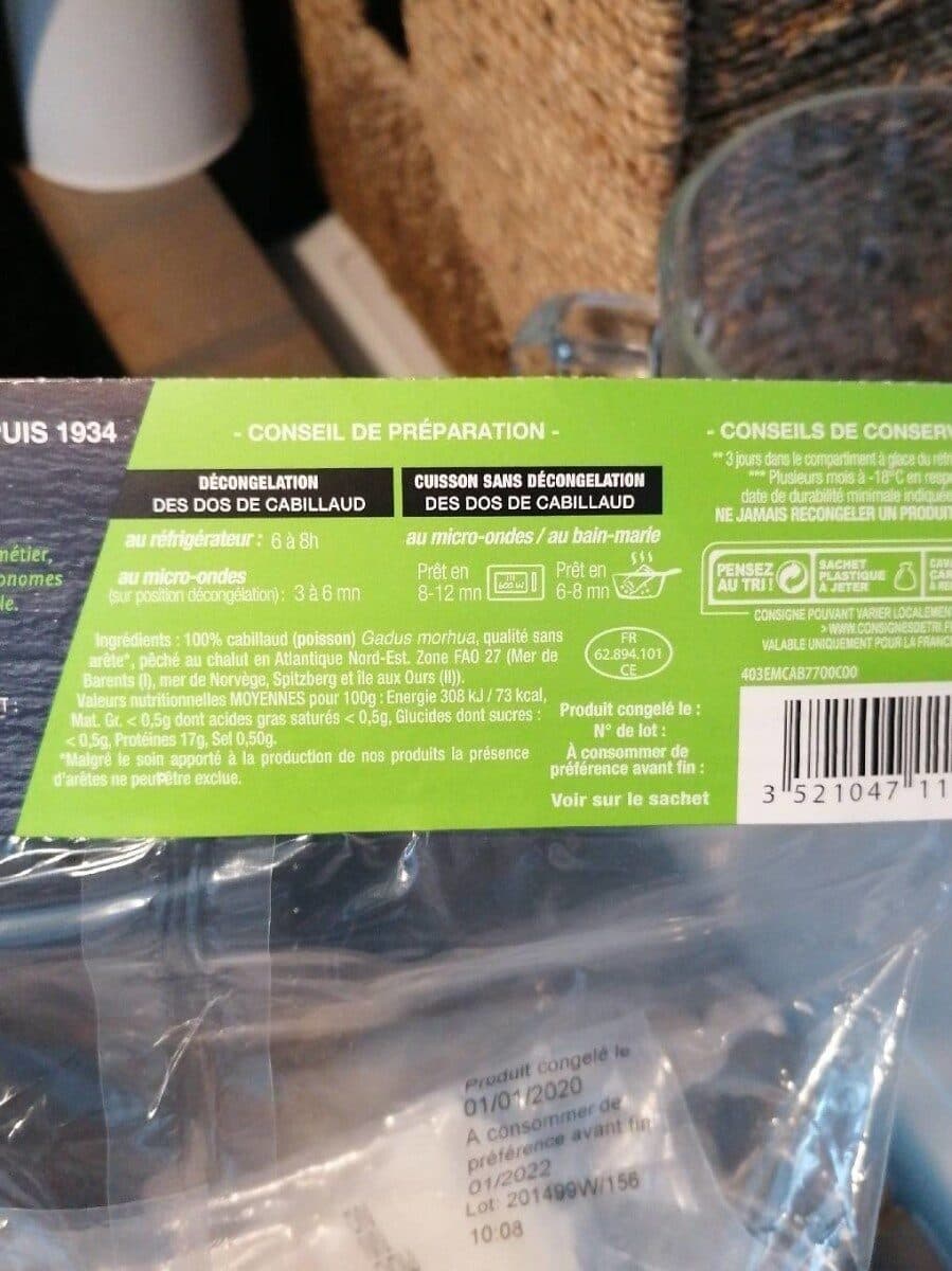 Compagnie des Pêches Saint-Malo Dos de cabillaud packshot