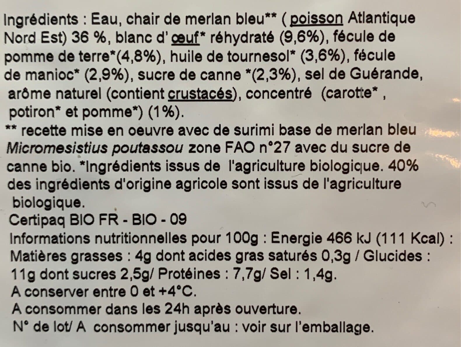 La Compagnie des Pêches de Saint-Malo 10 Batonnets De Surimi merlan bleu sauvage packshot